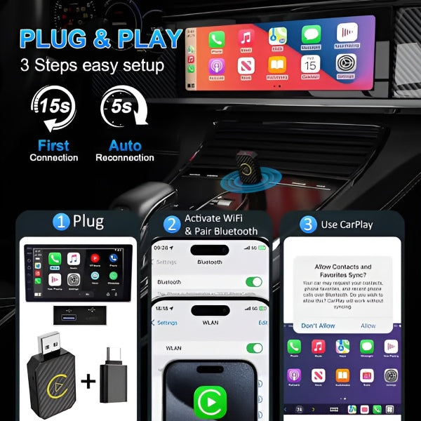 Ασύρματος αντάπτορας για CarPlay και Android Auto - Wifi/Bluetooth - 115222