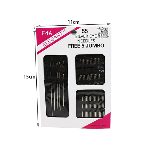 Βελώνες για ράψιμο 55τμχ - Silver eye needles 55pcs