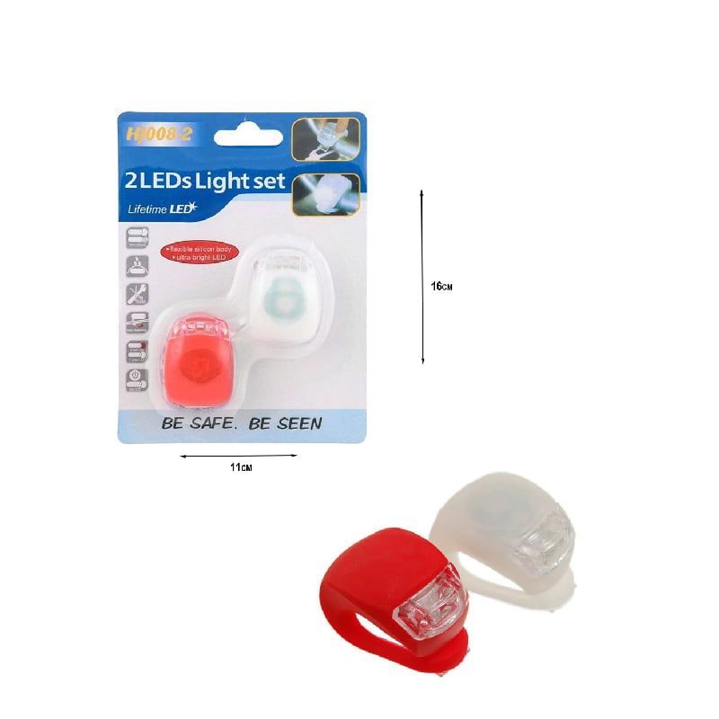 Σετ φώτα ποδηλάτου σιλικόνης HJ008-2 LEDs light set - Bike light set - Angel shopping