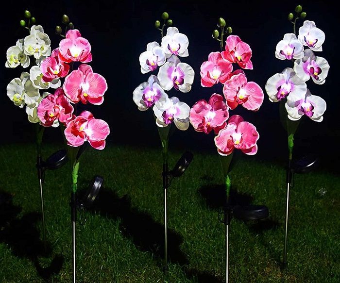 Φωτιζόμενα διακοσμητικά λουλούδια LED με ηλιακό πάνελ - 2pcs - 150388 - White