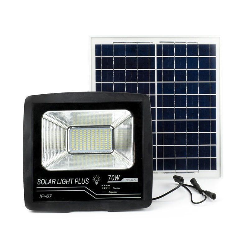 Στεγανός Ηλιακός Προβολέας IP67 Ισχύος 100W με Τηλεχειριστήριο σε Μαύρο χρώμα GD-8770