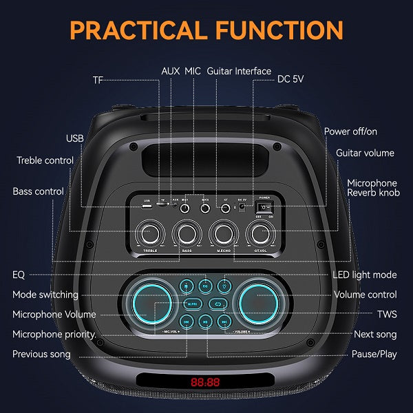 Φορητό ηχείο subwoofer με μικρόφωνο Karaoke - ZQS8280 - 160019 ΕΙΔΗ ΤΕΧΝΟΛΟΓΙΑΣ>Ραδιόφωνα & Ηχεία>Φορητά subwoofer