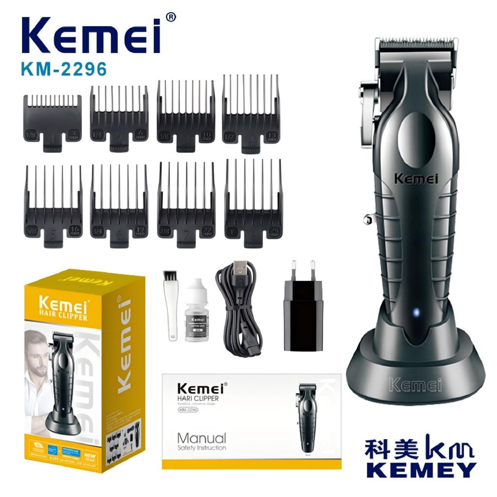 Kemei Επαγγελματική Επαναφορτιζόμενη Κουρευτική Μηχανή Μαύρη KM-2296
