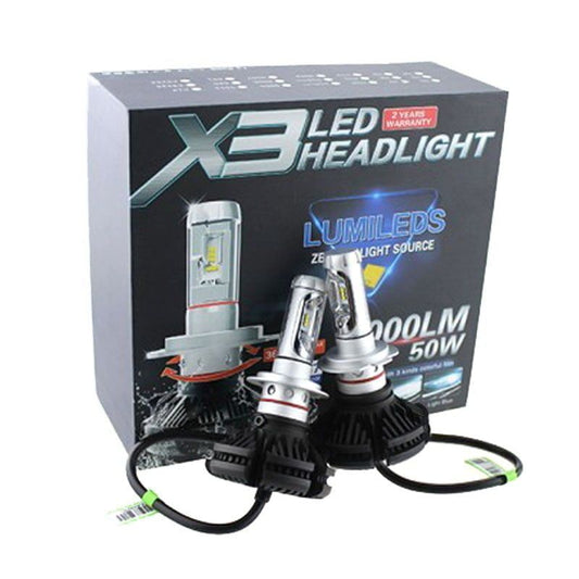 Λάμπα αυτοκινήτου H7 Ψυχρό Λευκό - X3 LED HEADLIGHT 6000LM 50W H7