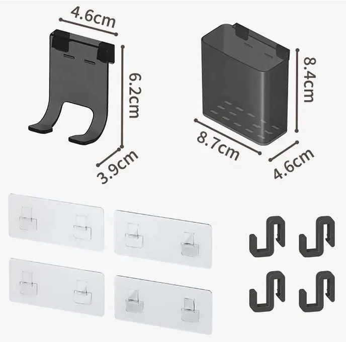 Σετ επιτοίχια γωνιακά ράφια μπάνιου - 5pcs - 2152-1 - 170134 - Black