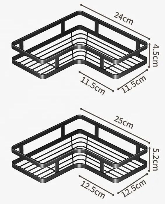 Σετ επιτοίχια γωνιακά ράφια μπάνιου - 5pcs - 2152-1 - 170134 - Black