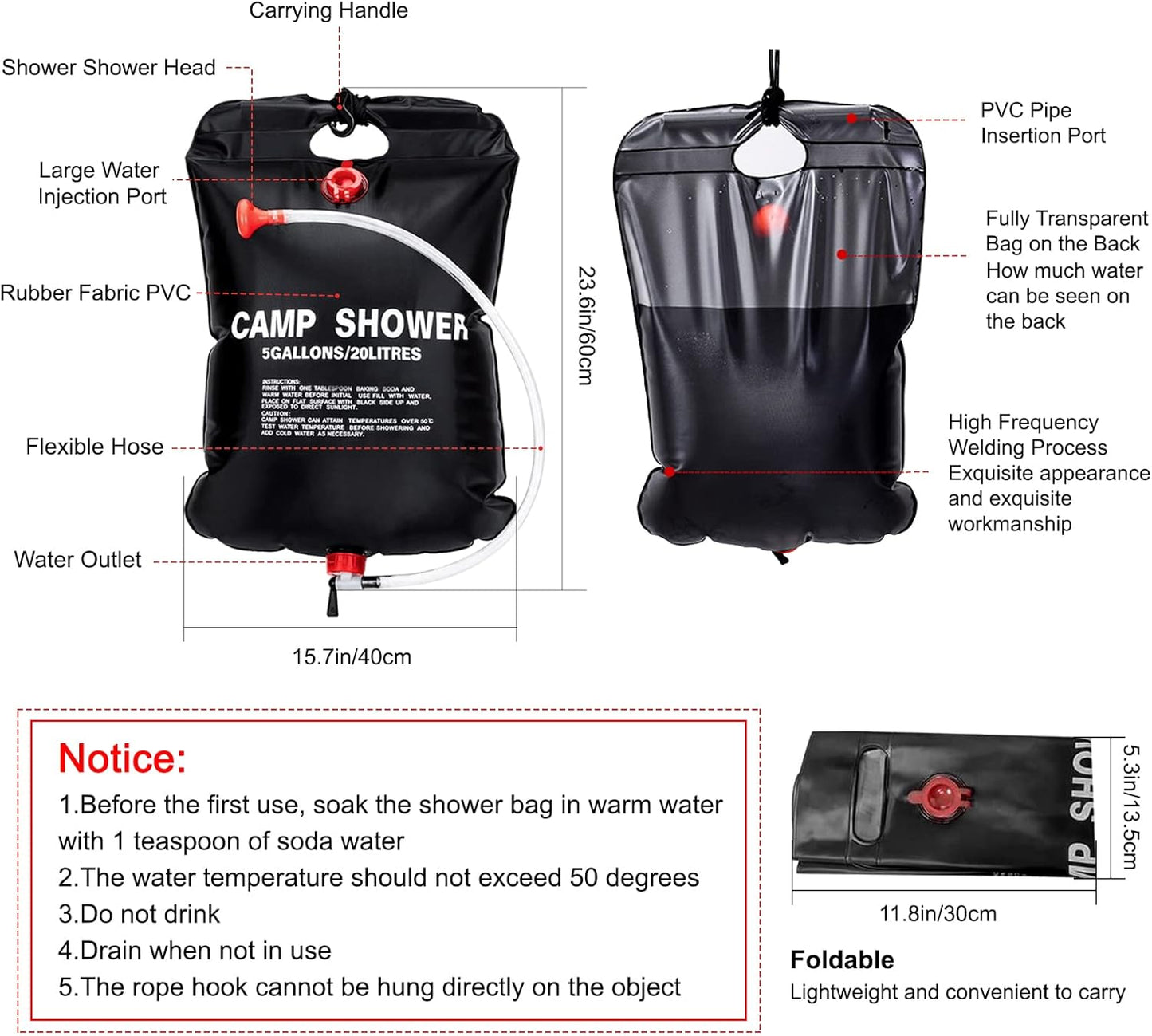 Φορητή ντουζιέρα camping - YB4004 - 20L - 181734