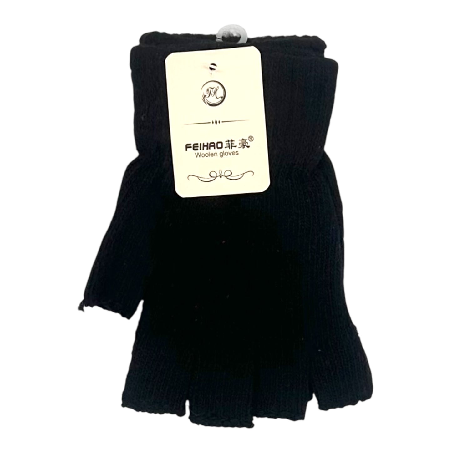 Men's Knitted Gloves with Cut Fingers Black