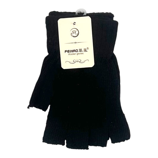 Men's Knitted Gloves with Cut Fingers Black