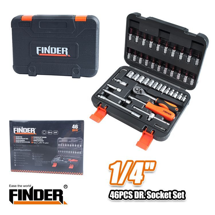 Σετ καστάνια με καρυδάκια 1/4 - 46pcs - Finder - 192541 ΕΡΓΑΛΕΙΑ & ΕΠΑΓΓΕΛΜΑΤΙΚΟΣ ΕΞΟΠΛΙΣΜΟΣ>Εργαλεία>Κλειδιά & καστάνιες