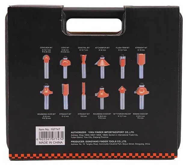 Σετ φρέζες ξύλου για ρούτερ - 12pcs - Φ12mm - Finder - 197748