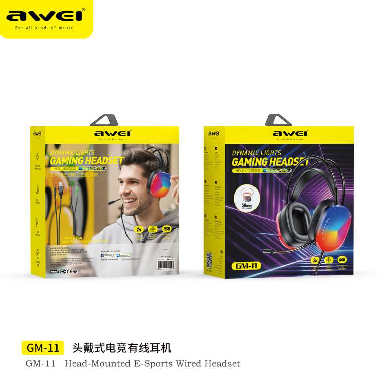 Ενσύρματα ακουστικά - LED RGB Headphones - GM-11 - AWEI - 260868 - Grey ΕΙΔΗ ΤΕΧΝΟΛΟΓΙΑΣ>Gadgets>Ακουστικά headphones
