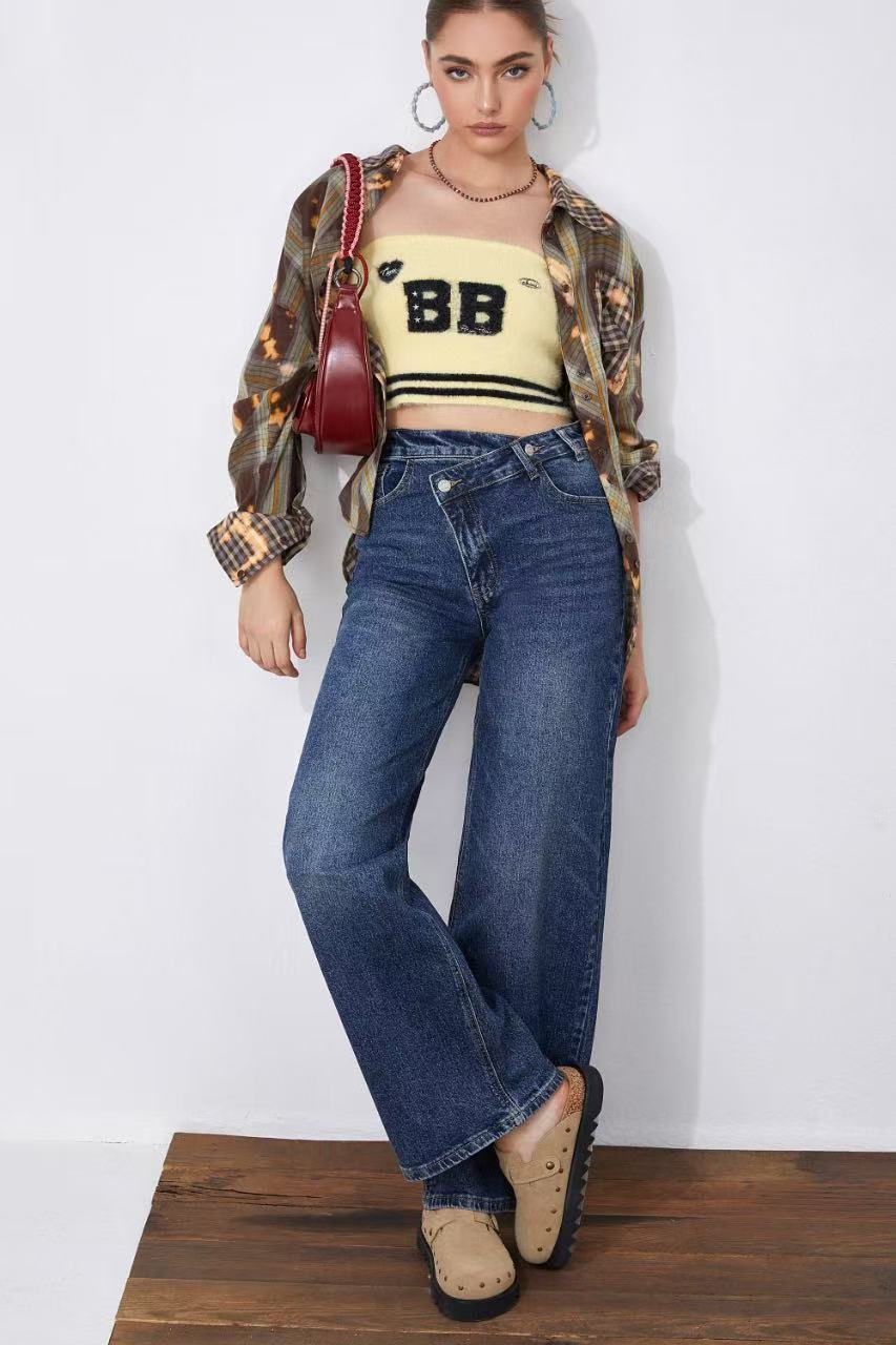 ADORO Women's Wide Leg Jeans Blue