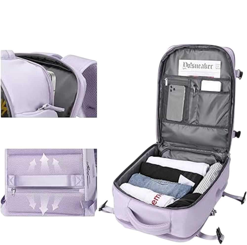Waterproof Fabric Backpack with USB Port Lilac 32lt PS2811 