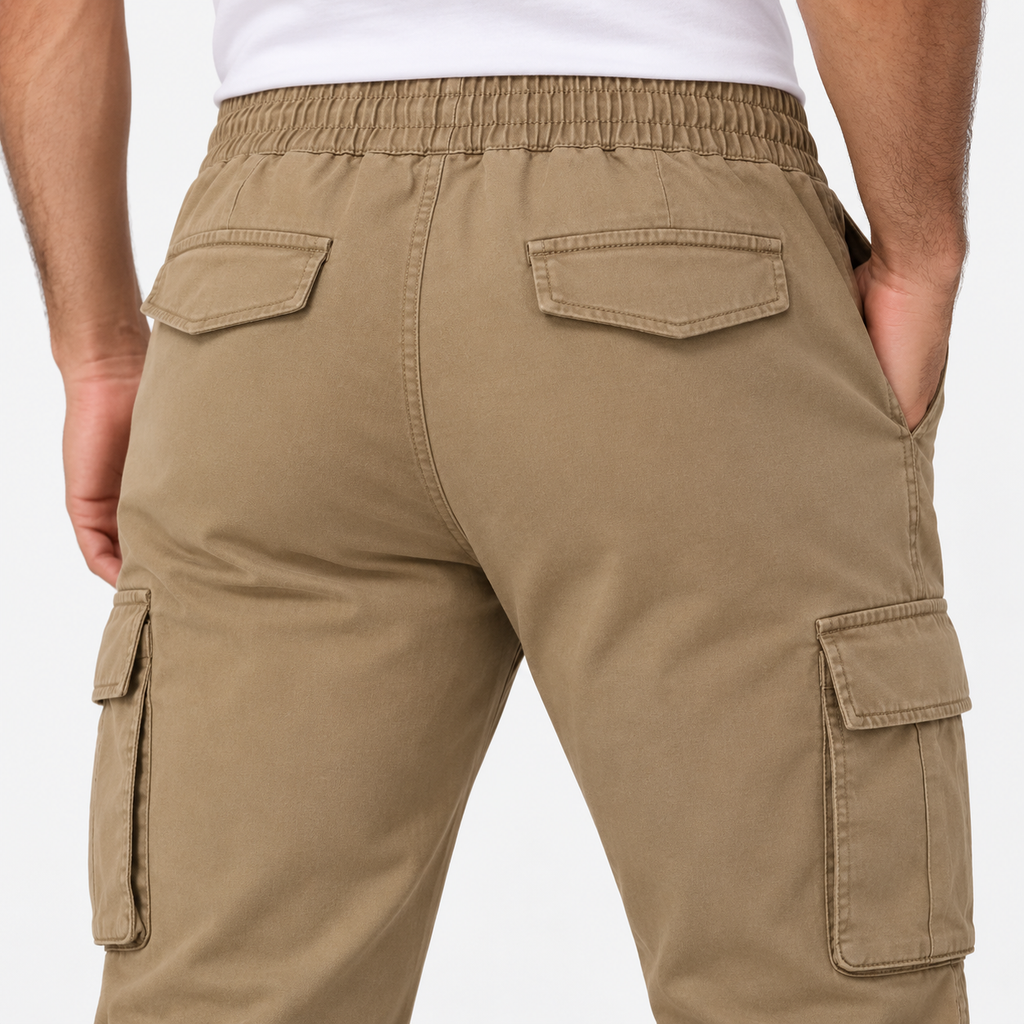 Angel Shopping Ανδρικό Παντελόνι Cargo Jogger με Κορδόνι Χακί