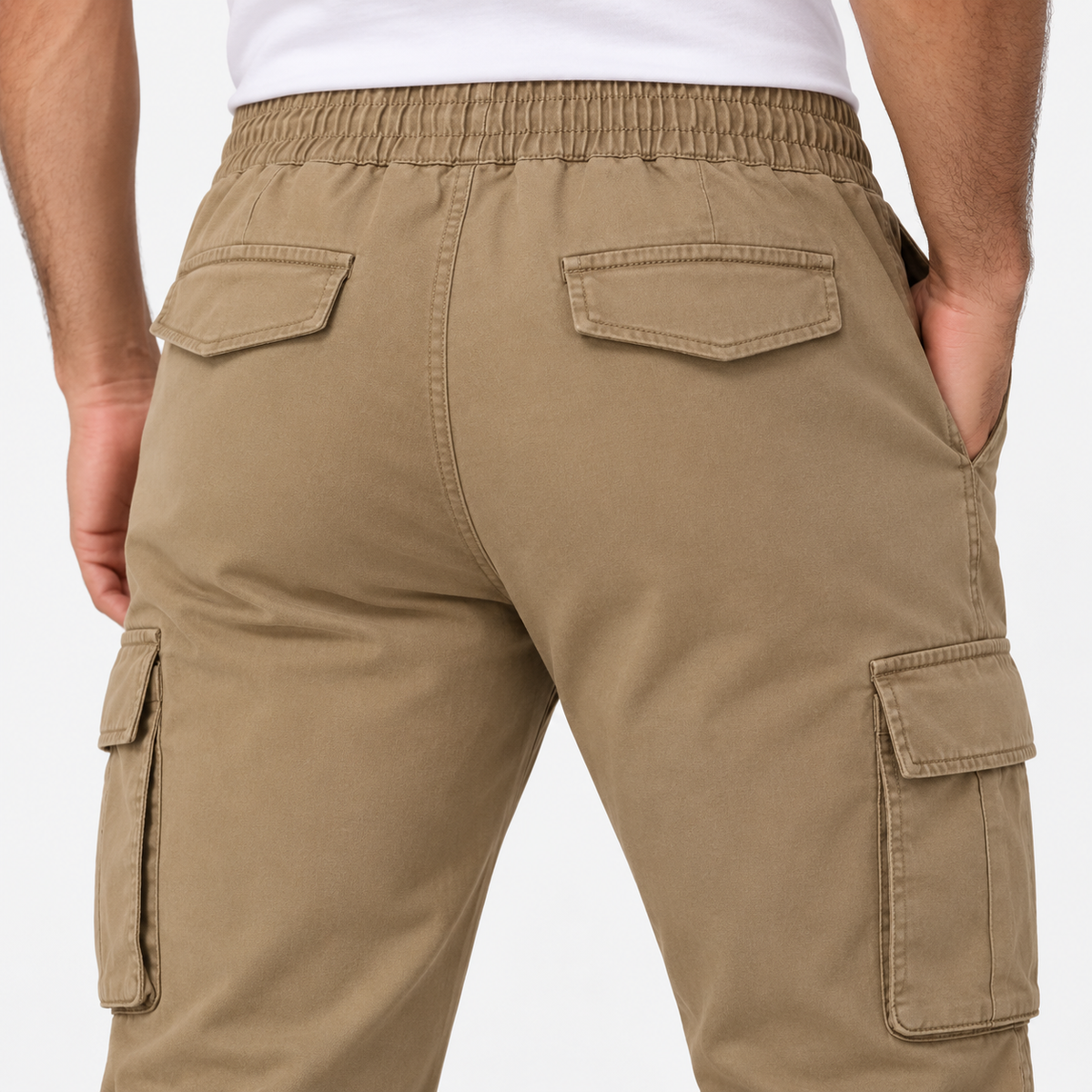 Angel Shopping Ανδρικό Παντελόνι Cargo Jogger με Κορδόνι Χακί