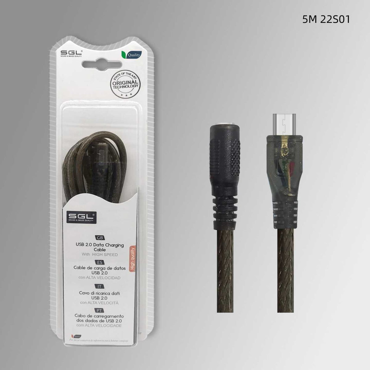 Αντάπτορας καλώδιο - 22S01 - Micro USB/Jack 3.5mm female - 5m - 097954