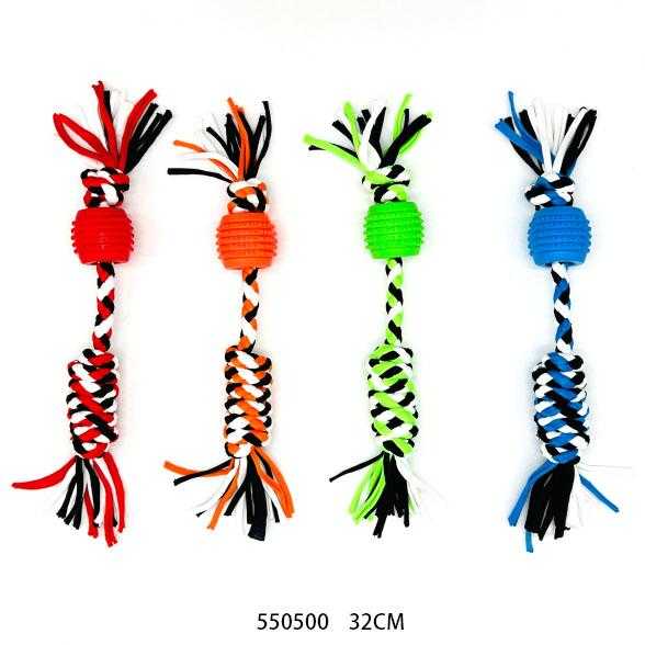 Παιχνίδι σκύλου σχοινί με μπάλα - 32cm - 550500 - 12PCS