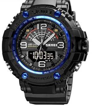 Ψηφιακό/αναλογικό ρολόι χειρός - Skmei - 1617 - Black/Blue