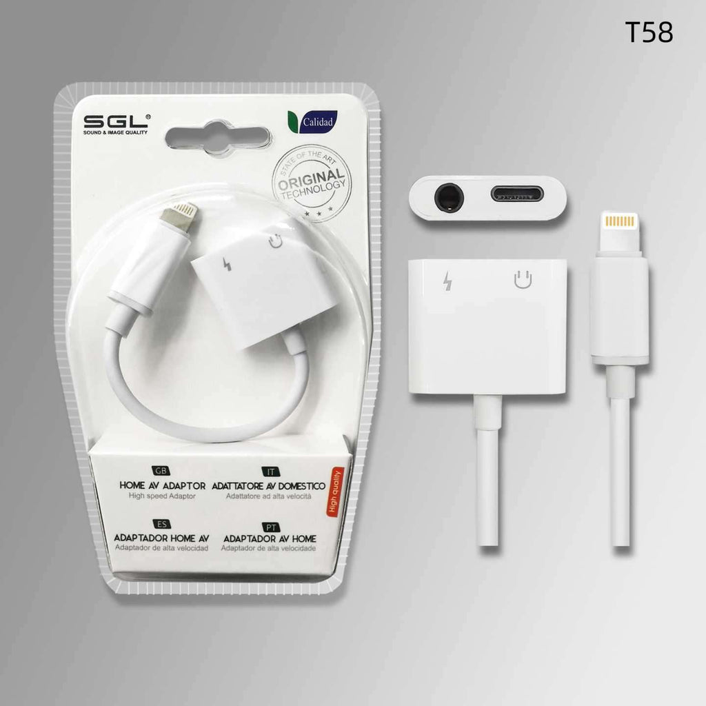 Αντάπτορας για iOs 2in1 - Lightning σε έξοδο Jack & φόρτισης - T58 - 096070