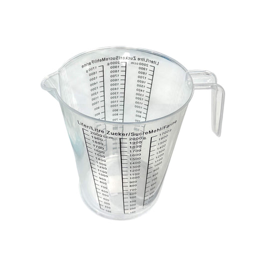 Πλαστικός δοσομετρητής χωρητικότητας 2000ml, ιδανικός για ακριβείς μετρήσεις υγρών και ξηρών υλικών.
