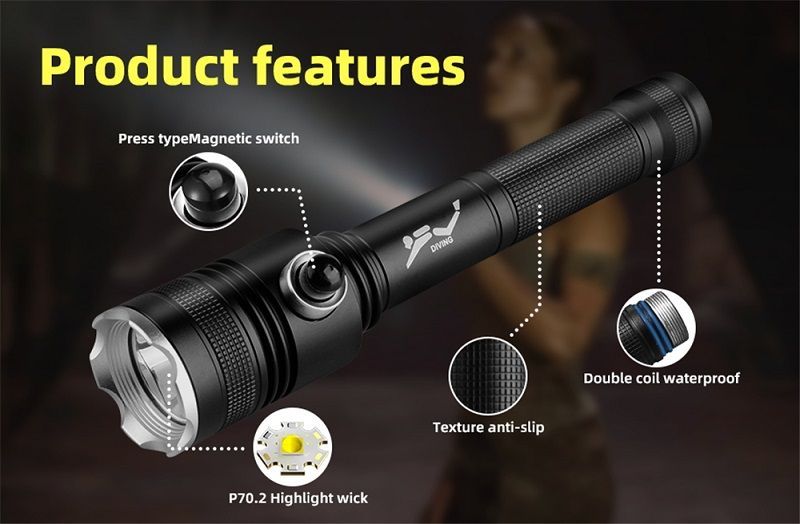 Επαναφορτιζόμενος καταδυτικός φακός LED - XP-021 - 200187 ΦΩΤΙΣΜΟΣ & ΕΝΕΡΓΕΙΑ>Φακοί>Φακοί χειρός