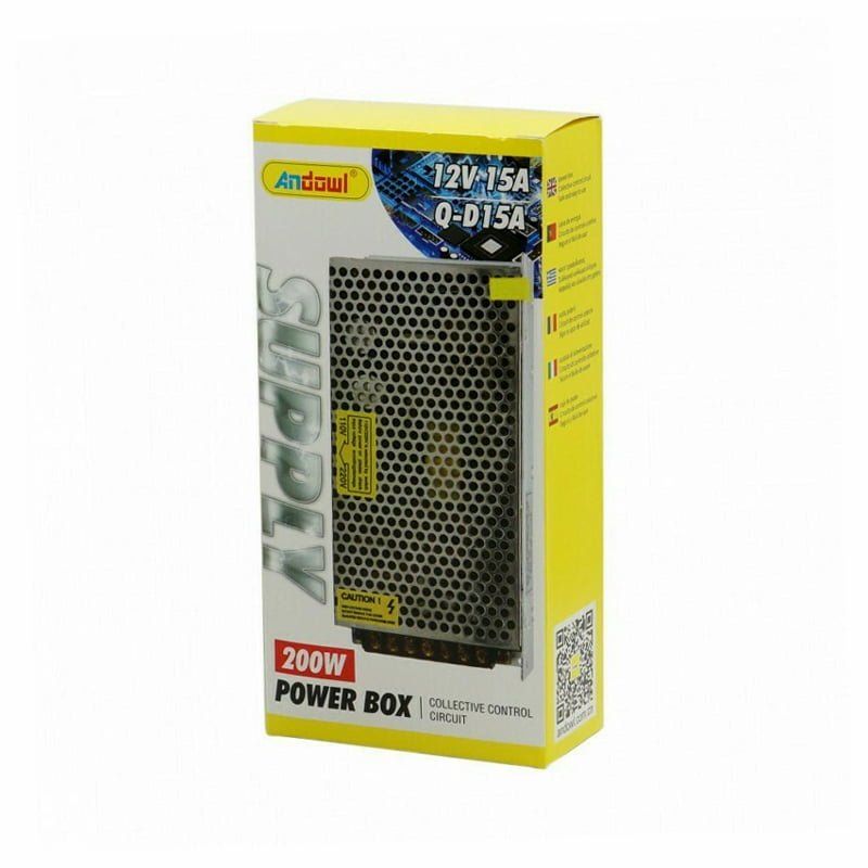 Andowl Τροφοδοτικό LED Ισχύος 200W με Τάση Εξόδου 12V Q-D15A - Power Box