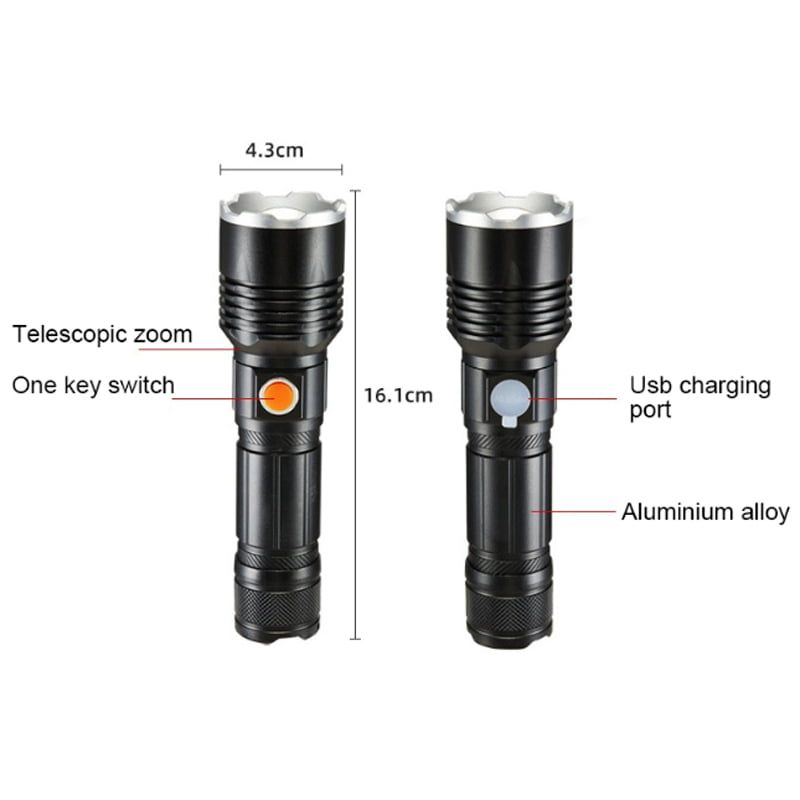 Επαναφορτιζόμενος φακός XH-P50 BX-P07 1500 lumens - Glare flashlight