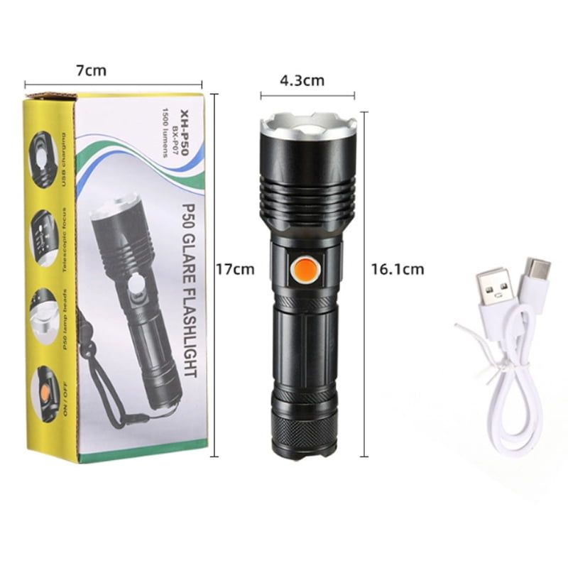 Επαναφορτιζόμενος φακός XH-P50 BX-P07 1500 lumens - Glare flashlight