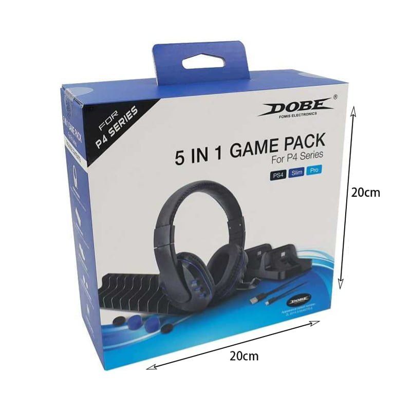 DOBE Σετ 5in1 PS4 με ακουστικά, βάση φόρτισης τηλεχειριστηρίων - 5in1 Game Pack for P-4 Series