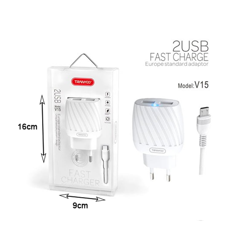 TRANYOO γρήγορος φορτιστής micro 2USB V15 – Fast charger