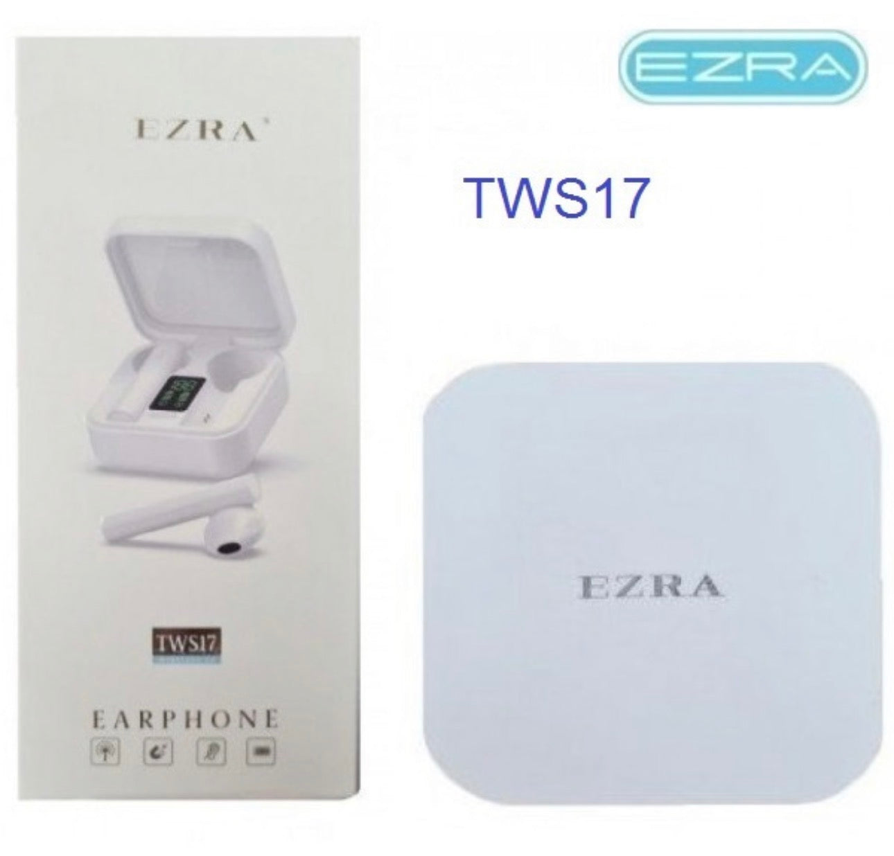 Ezra TWS-17 Earbud Bluetooth Handsfree Ακουστικά με Θήκη Φόρτισης Λευκά