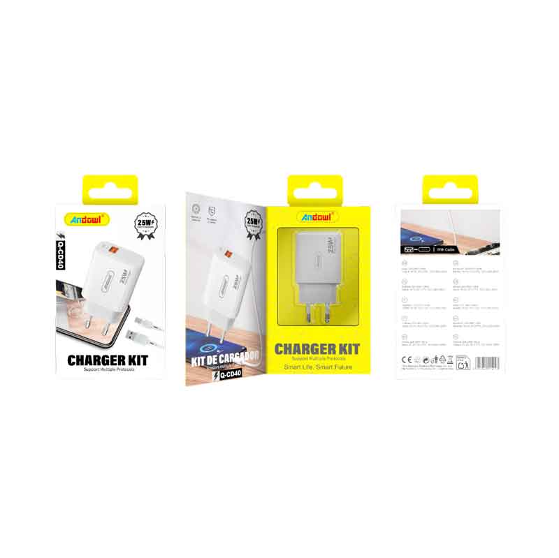 Andowl Φορτιστής κινητού με καλώδιο Type-C Q-CD40 -Mobile charger with Type-C cable Q-CD40
