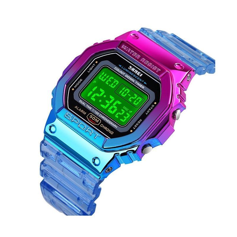 Ψηφιακό ρολόι χειρός - Skmei - 1622 - Pink/Blue Metallic