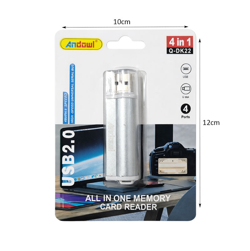 Andowl Αναγνώστης Καρτών Μνήμης USB 2.0 4 σε 1 Q-DK22 - Memory Card Reader
