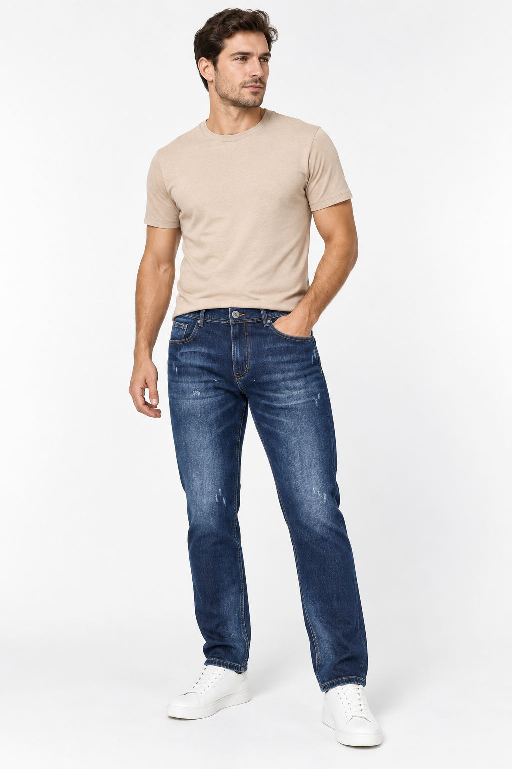 Angel Shopping Ανδρικό Τζιν Παντελόνι Regular Fit Μπλε με Ξεβάμματα Μπλε