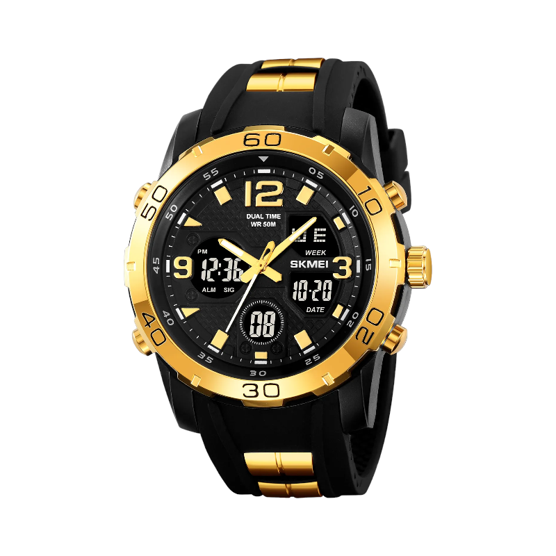 Ψηφιακό/αναλογικό ρολόι χειρός - Skmei - 2102 - Gold/Black