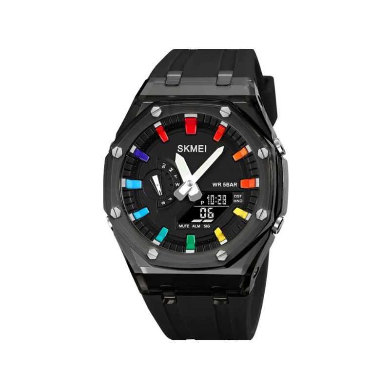 Ψηφιακό/αναλογικό ρολόι χειρός - Skmei - 2100 - Black/Black