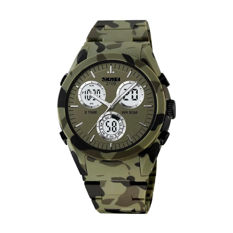 Ψηφιακό/αναλογικό ρολόι χειρός - Skmei - 2109 - Army Green
