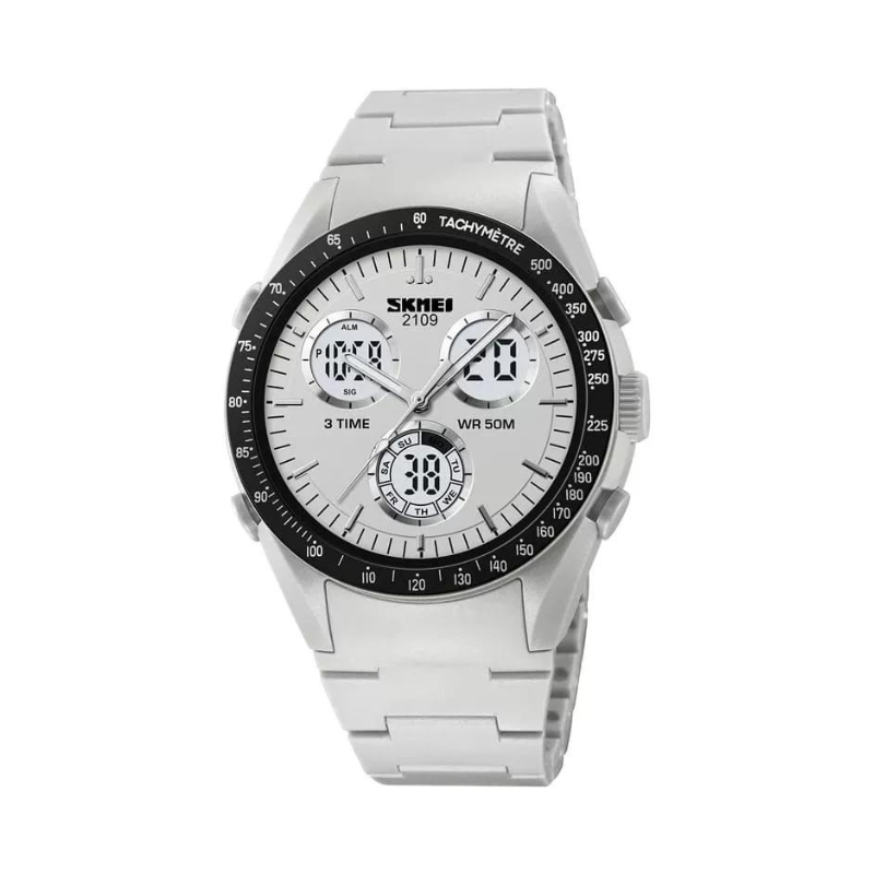 Ψηφιακό/αναλογικό ρολόι χειρός - Skmei - 2109 - Light Grey