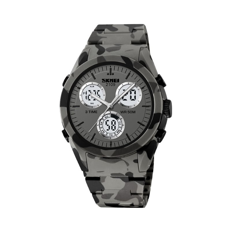 Ψηφιακό/αναλογικό ρολόι χειρός - Skmei - 2109 - Army Grey