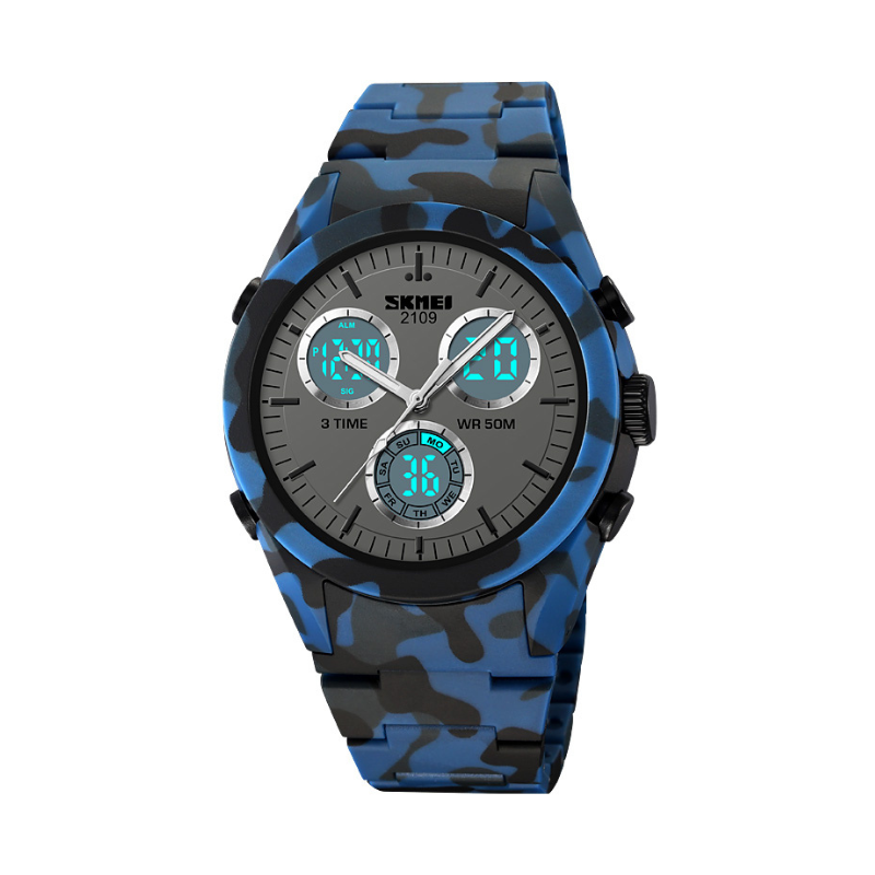 Ψηφιακό/αναλογικό ρολόι χειρός - Skmei - 2109 - Army Dark Blue