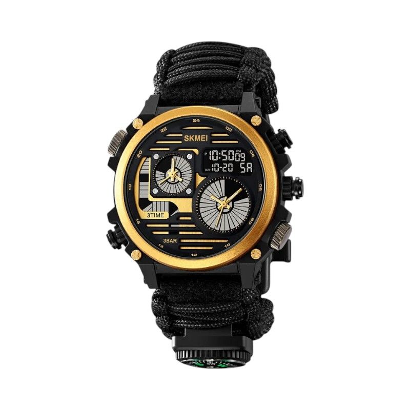 Ψηφιακό/αναλογικό ρολόι χειρός - Skmei - 2202 - Gold/Black Rope ΡΟΛΟΓΙΑ>Ρολόγια χειρός>Ψηφιακά ρολόγια χειρός