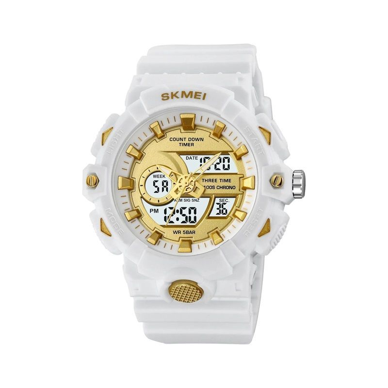 Ψηφιακό/αναλογικό ρολόι χειρός - Skmei - 2225 - White/Gold
