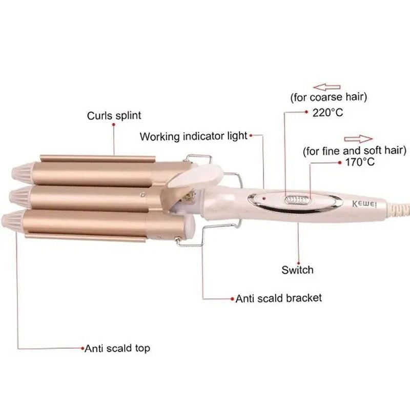 Kemei Ψαλίδι Μαλλιών για Κυματιστά Μαλλιά 45W Rose Gold KM-1010 - Curling iron