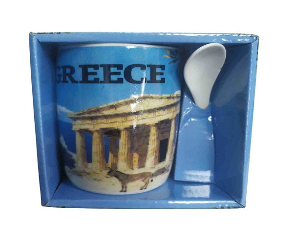 Σετ κεραμική κούπα Souvenir με κουτάλι - Greece - 241109