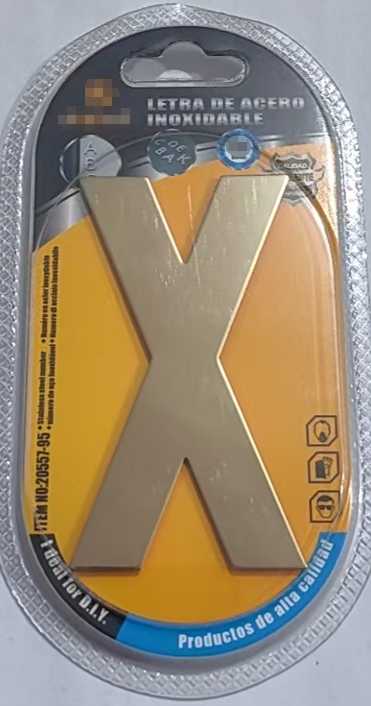 Αυτοκόλλητη μεταλλική πινακίδα γράμμα X - 8cm - Σετ 12 τεμάχια - 204476