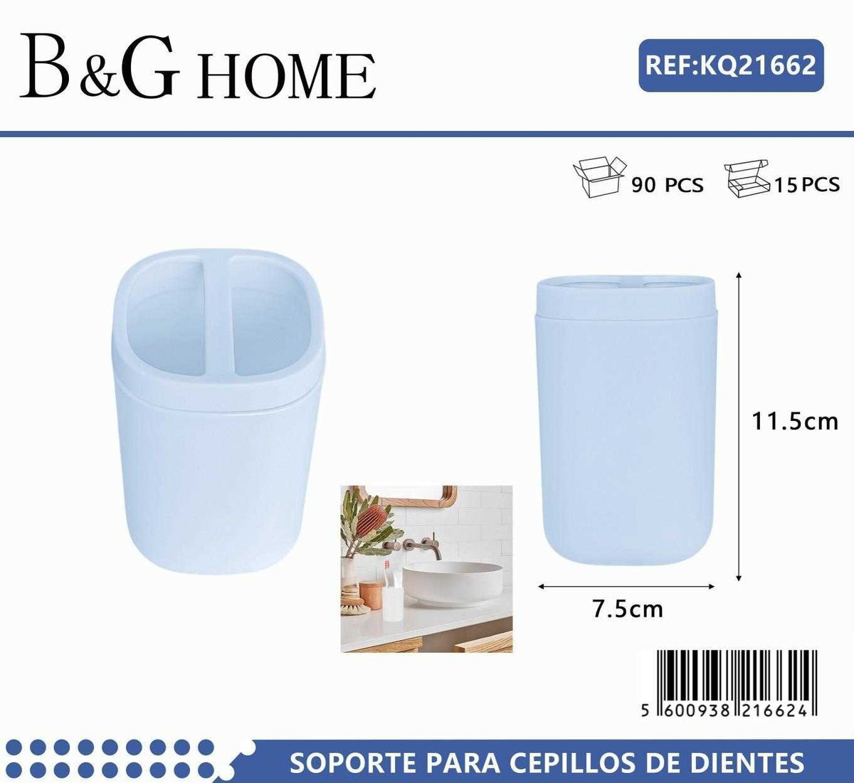 Θήκες οδοντόβουρτσας πλαστικές σε σετ 5Χ - Light Blue - 21662