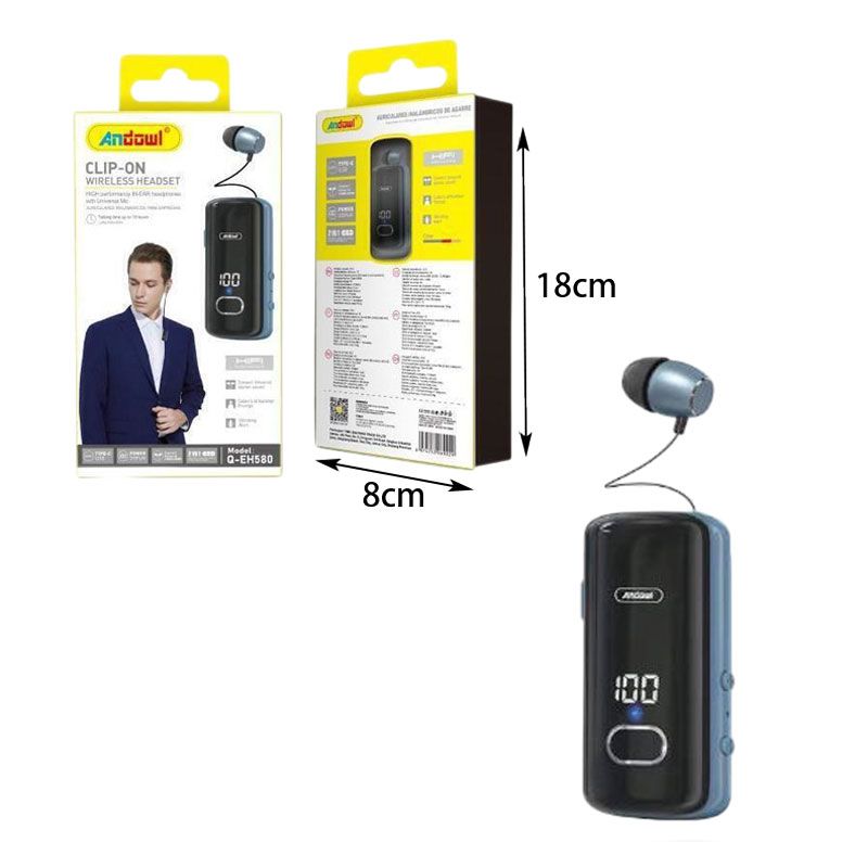 Andowl Ακουστικό In-ear Bluetooth Handsfree Q-EH580 - Clip-On Wireless Headset