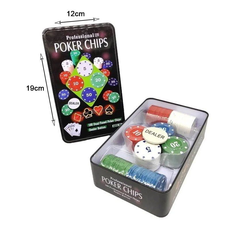 Σετ 100 Μάρκες Πόκερ Σε Μεταλλικό Κουτί - Professional poker chips